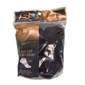 Skechers Kids 6-Pair Low Cut Sport Socks Shoe Size 9-3.5 Sock Size 7-8.5 New
